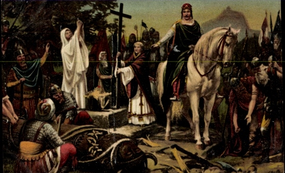 Postcard Charlemagne destroys the Irmin Column