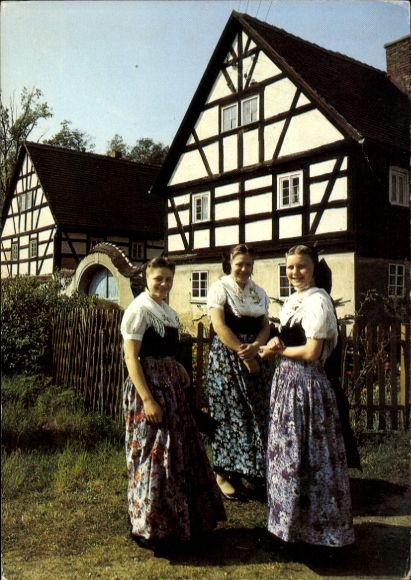 Ak Zerna Ralbitz Rosenthal Oberlausitz, Sorbische katholische Tracht