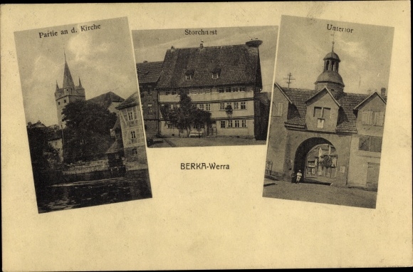 PC Berka an der Werra Thuringia, church, stork's nest, lower gate