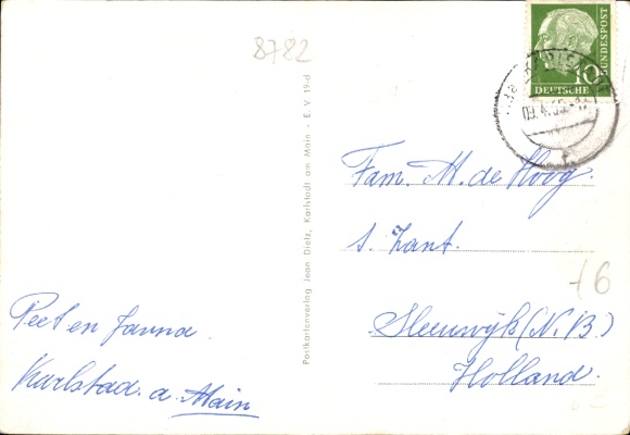 Postcard Karlstadt am Main Lower Franconia, city seen from the Karlsburg