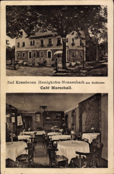 Ak Nonnenbach Hemigkofen Kressbronn am Bodensee, Café Marschall, Innenansicht