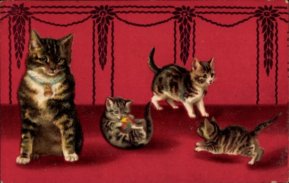 Präge Künstler Ak Katzen, With best Wishes