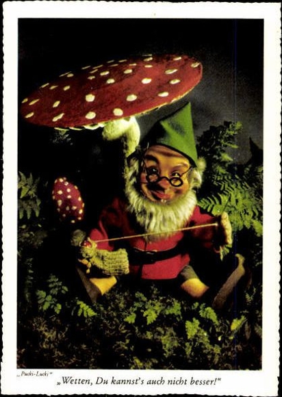 8 old Postcard series dwarfs in the forest, Pucki-Lucki