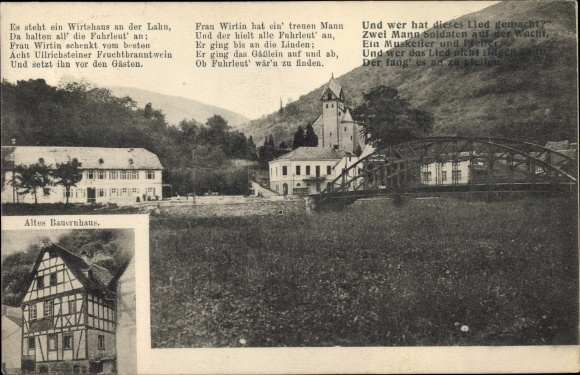 Wiersz Ak Dausenau an der Lahn, Steuers Tavern, Nassauer Hof, Na Lahn jest tawerna