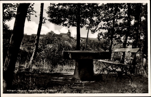 Ak Neunkirchen im Odenwald Modautal, bank, tafel, gedeeltelijk zicht