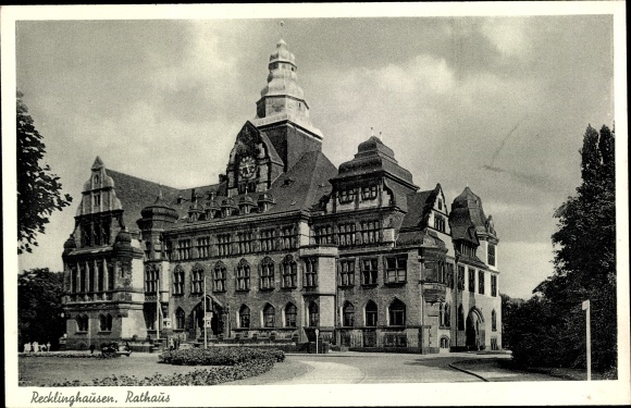 Ak Recklinghausen in im Ruhrgebiet, Rathaus, Fassade