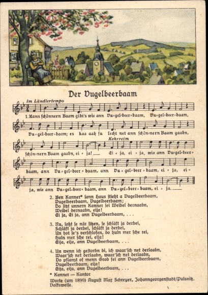 Song Postcard Vogel, Wilhelm, Der Vugelbeerbaam, Can be beautiful Baam there, landscape idyll