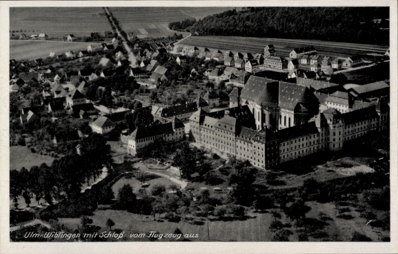 Postcard Wiblingen Ulm on the Danube, castle, aerial photograph