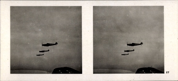 Stereo Raumbild Foto Fliegen und Siegen Nr. 27, Messerschmitt Me 109