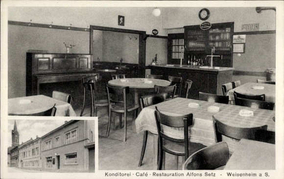 Ak Weisenheim am Sand Pfalz, Zoetwaren Café Restaurant Alfons Setz