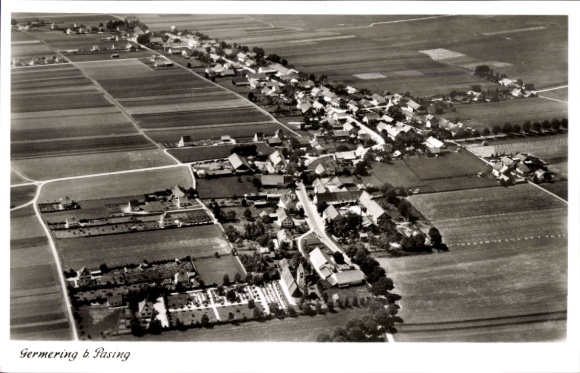 Postcard Germering near Munich, aerial photograph