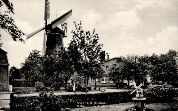 Postcard Aurich in East Frisia, mill on Engelser Straße, mini windmill