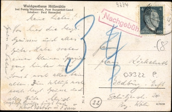 Postcard Penig in Sachsen, Waldgasthaus Höllmühle, Inh. Paul Henschel, Winter