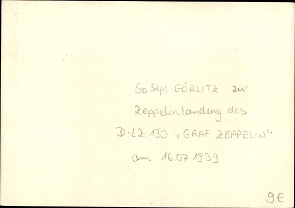Pocztówka pocztówka specjalna kasacja Görlitz, lot lądowania LZ 130, 16 lipca 1939 r., sterowiec Graf Zeppelin