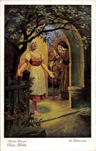 Artist Postcard Kubel, Otto, Frau Holle, Brothers Grimm fairy tales