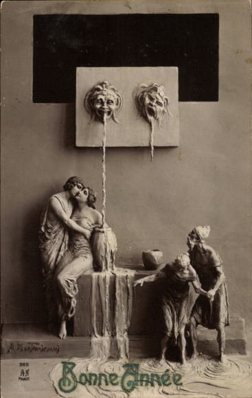 Artist Postcard Mastroianni, Domenico, Happy New Year, Fountain of Youth, Allegory No. 285