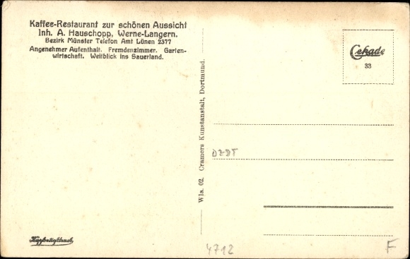Postcard Langern Werne in Westphalia, inn with a beautiful view, castles, Düsterbachtal