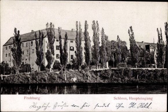 Postcard Frohburg in Sachsen, castle, main entrance