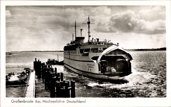 Postcard Großenbrode, quay, view of the ocean ferry Germany, Deutsche Bahn