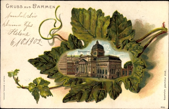 Präge Weinblatt Litho Barmen Wuppertal in Nordrhein Westfalen, Ruhmeshalle