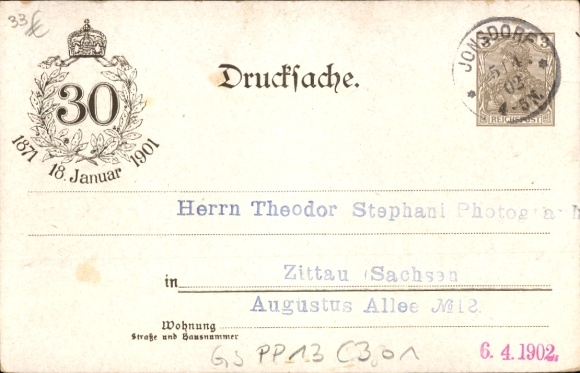 Postal stationery Postcard Versailles Yvelines, Castle, place of the imperial proclamation 1871, Kaiser Wilhelm I.