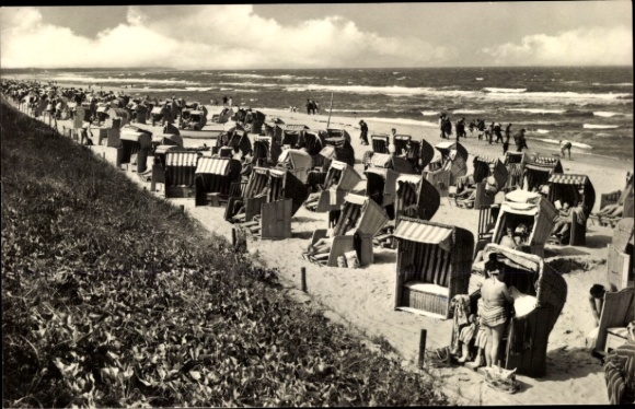 Postcard Ostseebad Dierhagen, beach, beach chairs