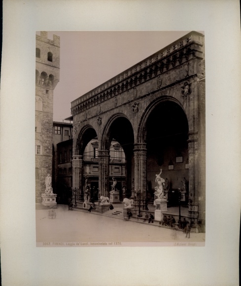 foto rond 1880, Firenze Florence Toscana, Loggia de' Lanzi, incominciata nel 1376