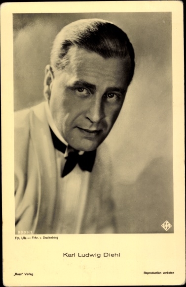 Postcard actor Karl Ludwig Diehl, portrait, Ufa Film, Ross Verlag 8803 1