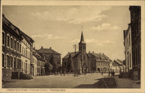 KP Hünshoven Geilenkirchen w Nadrenii Północnej-Westfalii, rynek, kościół
