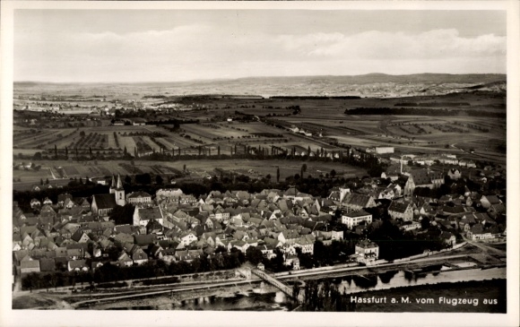 Postcard Haßfurt am Main Lower Franconia, aerial photograph