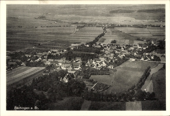 Postcard Bächingen an der Brenz Swabia, aerial photograph