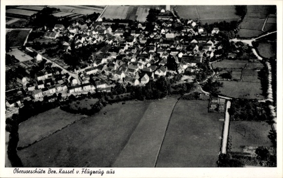 Postcard Obervorschütz Gudensberg in Hesse, aerial photograph