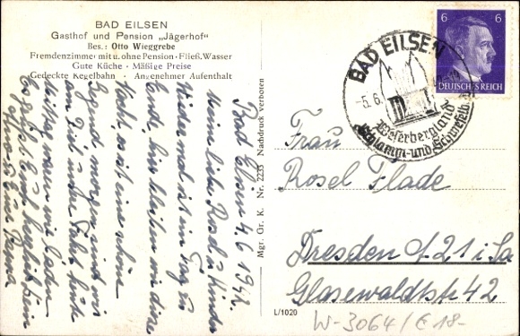 Postcard Bad Eilsen Lower Saxony, Guesthouse and Pension Jägerhof