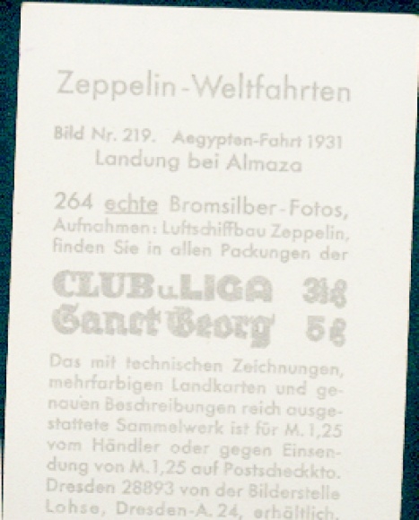 Collecting picture Zeppelin world trips No. 219 Egypt trip 1931 landing at Almaza