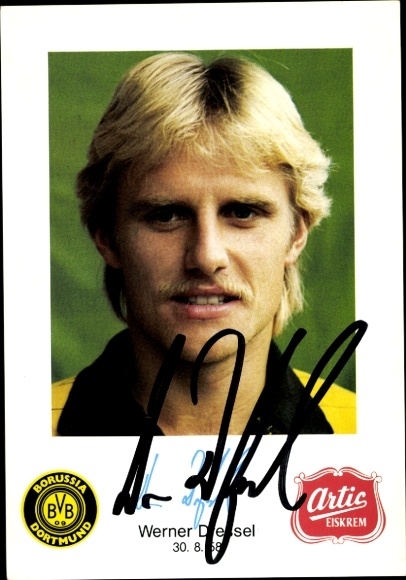 Autograph card footballer Werner Dressel, BVB 09, Borrussia Dortmund, autograph