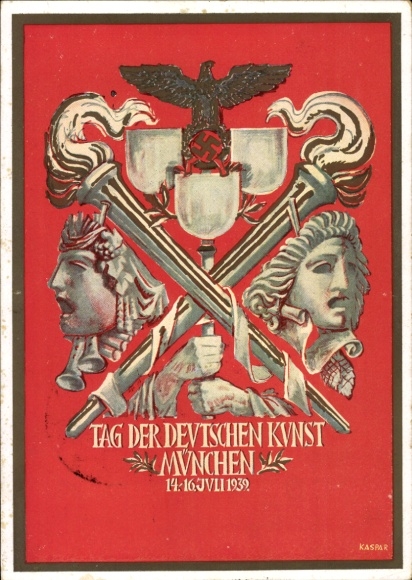 Postal stationery artist Postcard Kaspar, Munich, Day of German Art, 14-16 July 1939