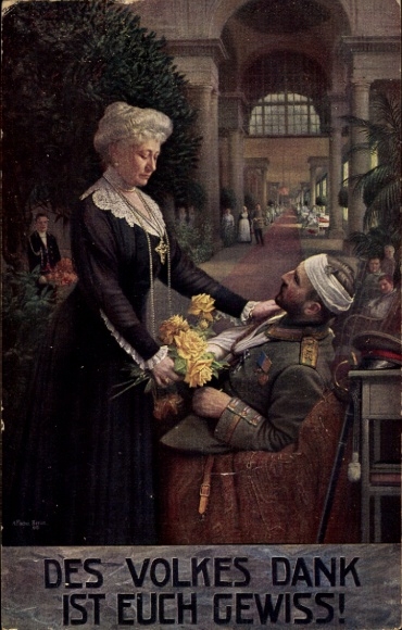 Artist Postcard Fischer, The people's thanks are certain, Empress Auguste Viktoria visits the hospital
