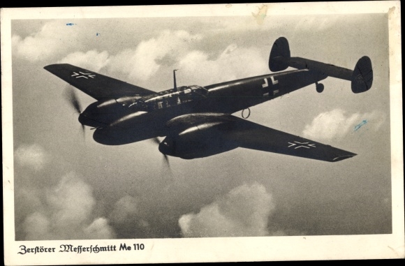 Postcard destroyer Messerschmitt Me 110, fighter aircraft, Luftwaffe