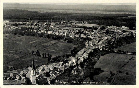 Postcard Jockgrim in the Palatinate, aerial photograph