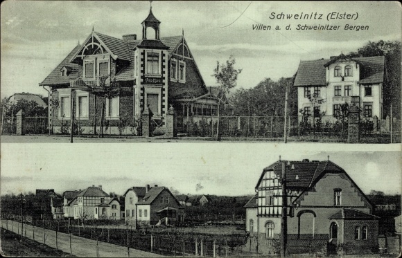 Ak Schweinitz Jessen an der Elster, villa's op de bergen van Schweinitz