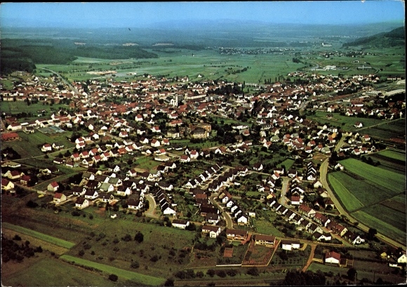 Postcard Losheim am See Saarland, bird show, residential areas