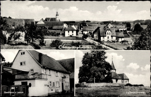 Postcard Oberwittighausen Wittighausen in Baden, Gasthaus zum Lamm, Sigismund Chapel