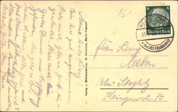 Postcard Werneuchen Rudolfshöhe in the Barnim district, pastry shop and Cafe Mitschke