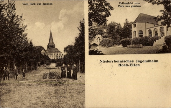 Postcard Hoch Elten Emmerich am Rhein, Lower Rhine Youth Home, Park