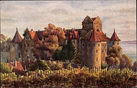 Artist PC Marschall, V., Meersburg on Lake Constance, castle
