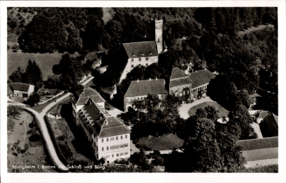 Ak Bödigheim Buchen in het Odenwald Baden, luchtfoto, kasteel, fort