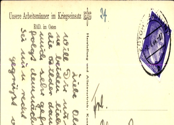 Artist Postcard Müller Raabe, Workers in War, RAD in the East, Reich Labor Service