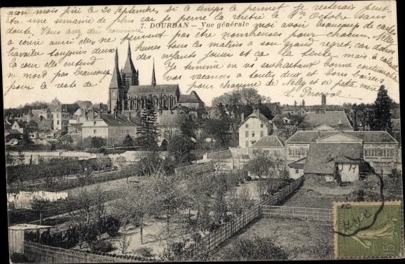 Ak Dourdan Essonne, Ortsansicht, Kirche