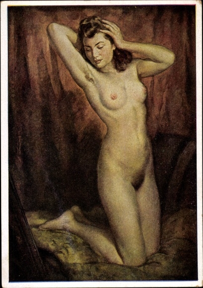 Artist PC Hempfing, Wilhelm, kneeling nude, HDK 215, female nude