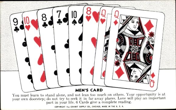 Postcard Playing Cards, Card Reading, Men's Card